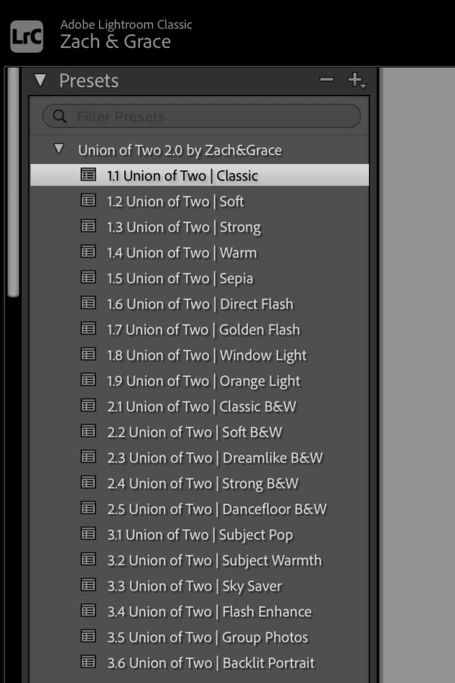 Union of Two 2.0 Preset Pack by Zach&Grace [P]